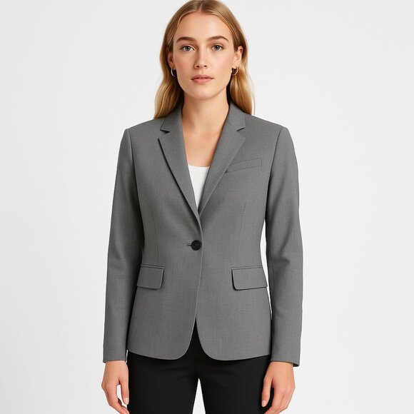 J.Crew Regent Blazer Gray Womens  Work Office Neutral Minimalis Jacket 4 Tall - Picture 1 of 9